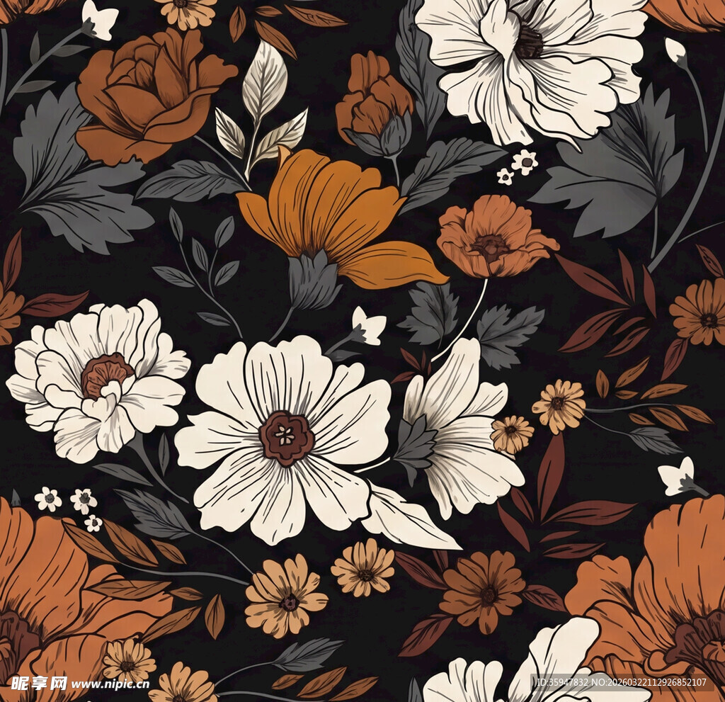 复古花卉图案背景设计