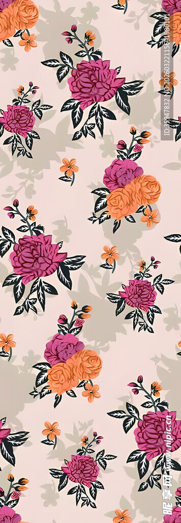 花卉图案的精美织物纹理