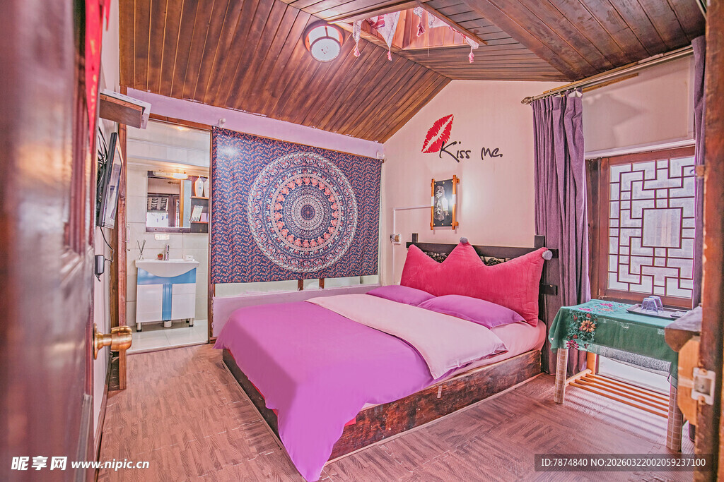 温馨复古风卧室室内场景