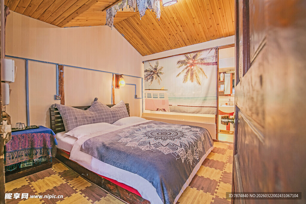 温馨木质风卧室室内场景