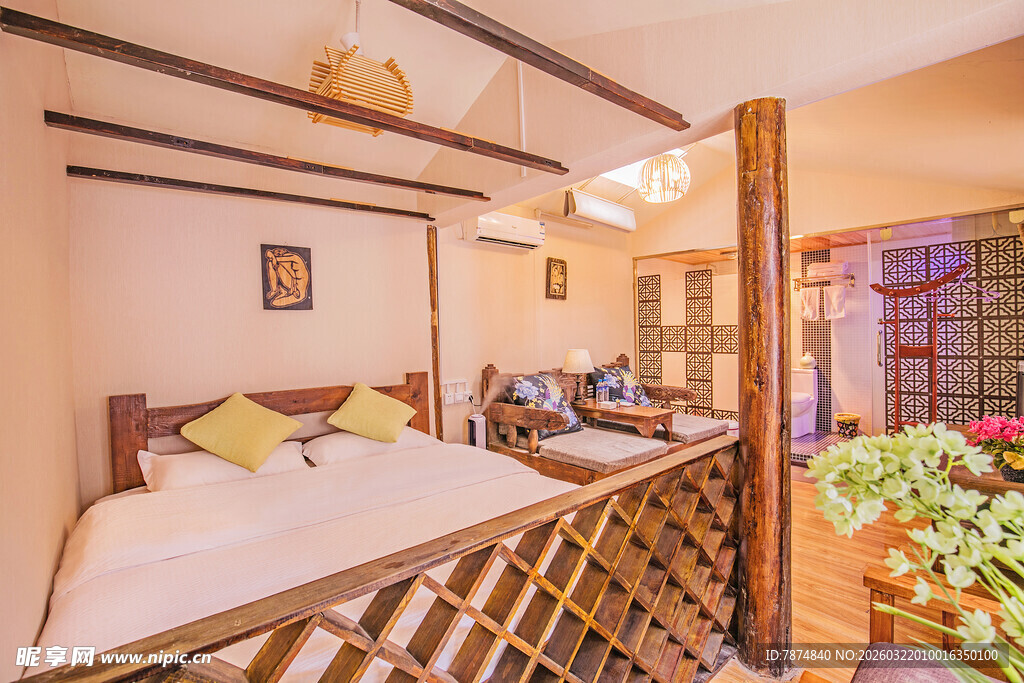 温馨复古风卧室室内景致