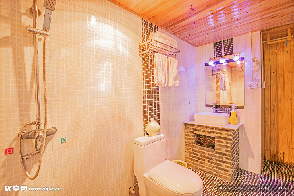 温馨木质风的卫生间场景