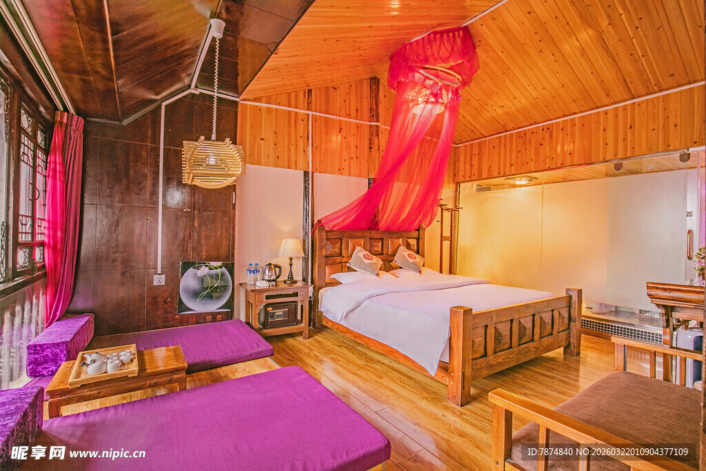 古风雅致木质卧室空间