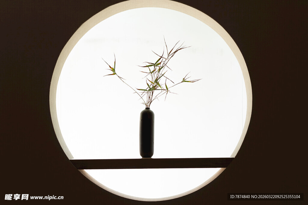 中式禅意花瓶插花静物