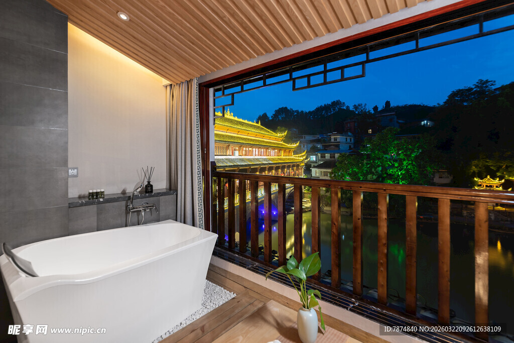 阳台浴缸夜景惬意空间