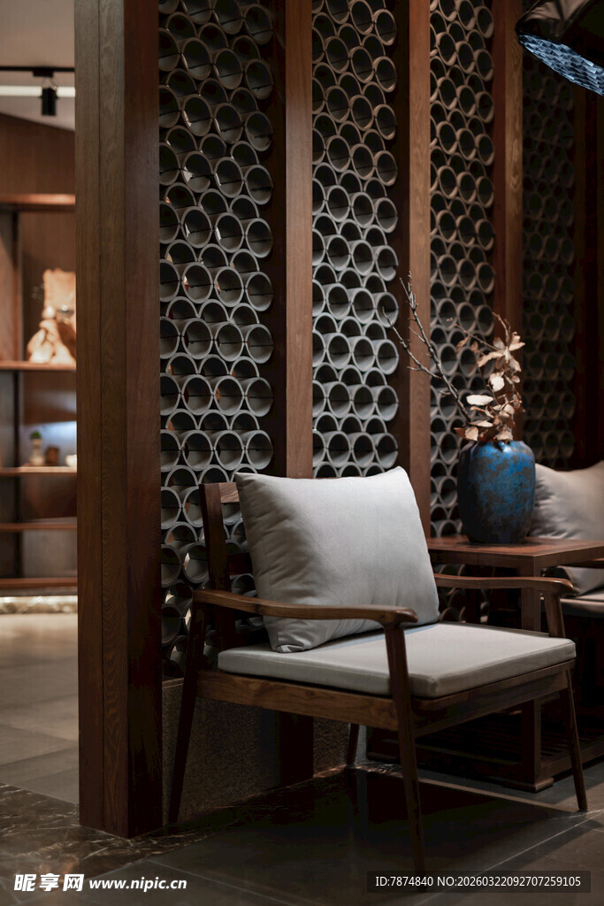 中式风格室内舒适座椅场景