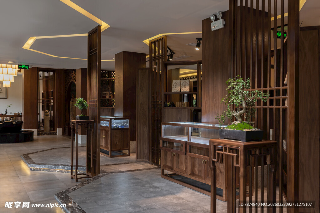 中式雅致餐厅室内场景