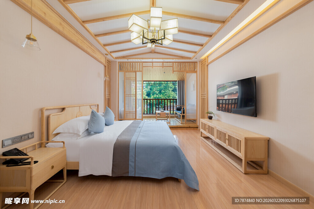 温馨木质风卧室室内场景