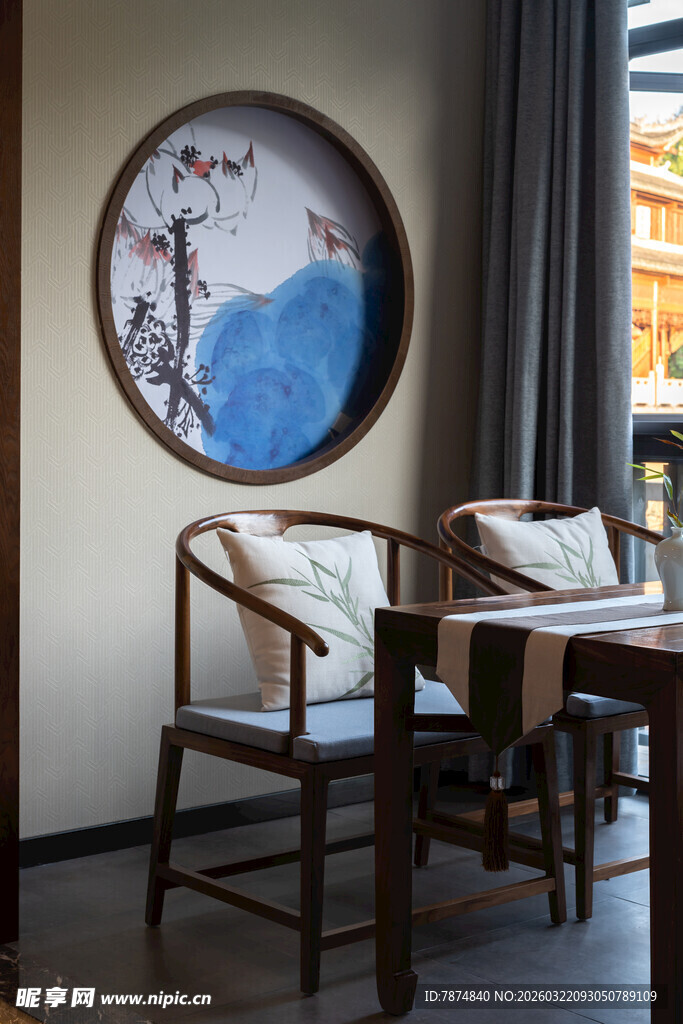 中式风茶室雅致桌椅摆件