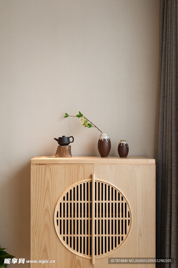 中式柜上绿植摆件雅致景