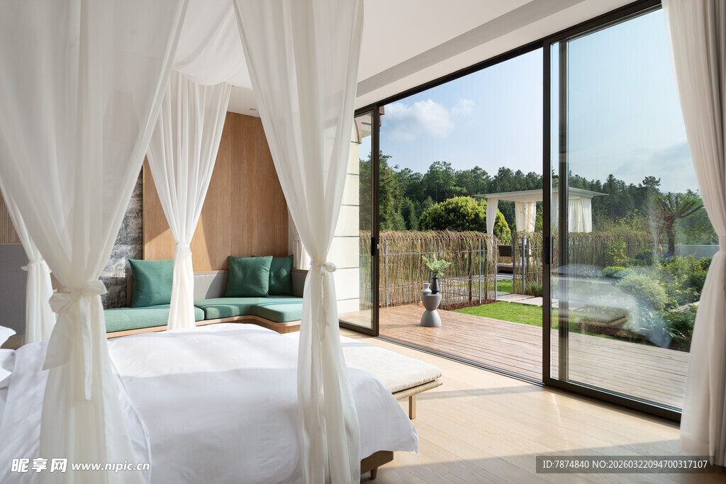 浪漫白色帷幔卧室景观