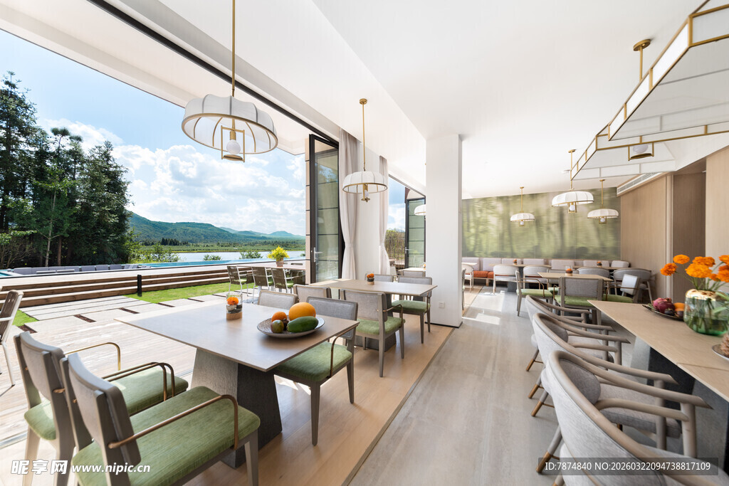 现代简约风户外用餐空间