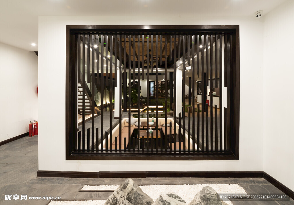 中式屏风隔断室内装饰图