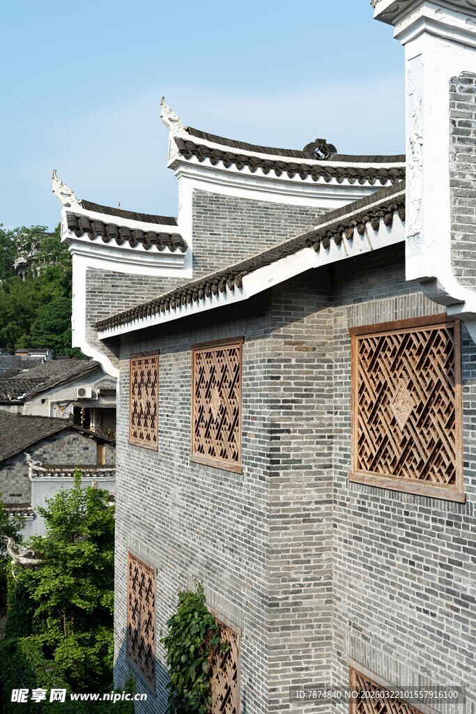 古雅徽派建筑外观特写