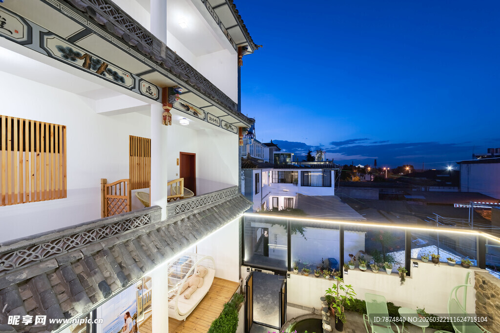 古雅庭院夜景 尽显中式韵味