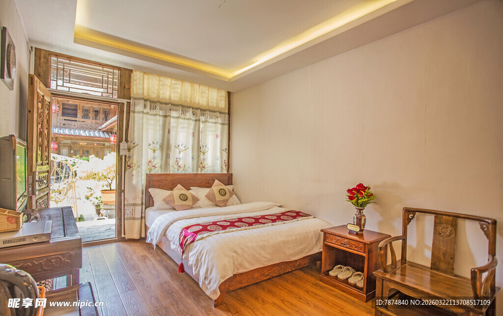 温馨中式风格卧室一角