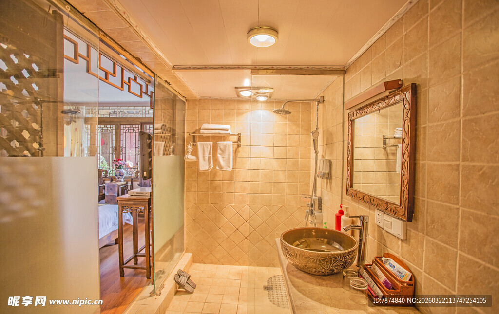 温馨复古风的卫浴空间