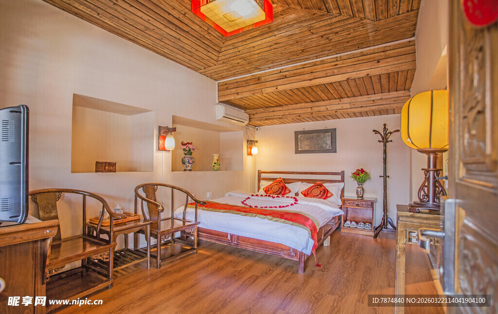 中式风格温馨卧室场景