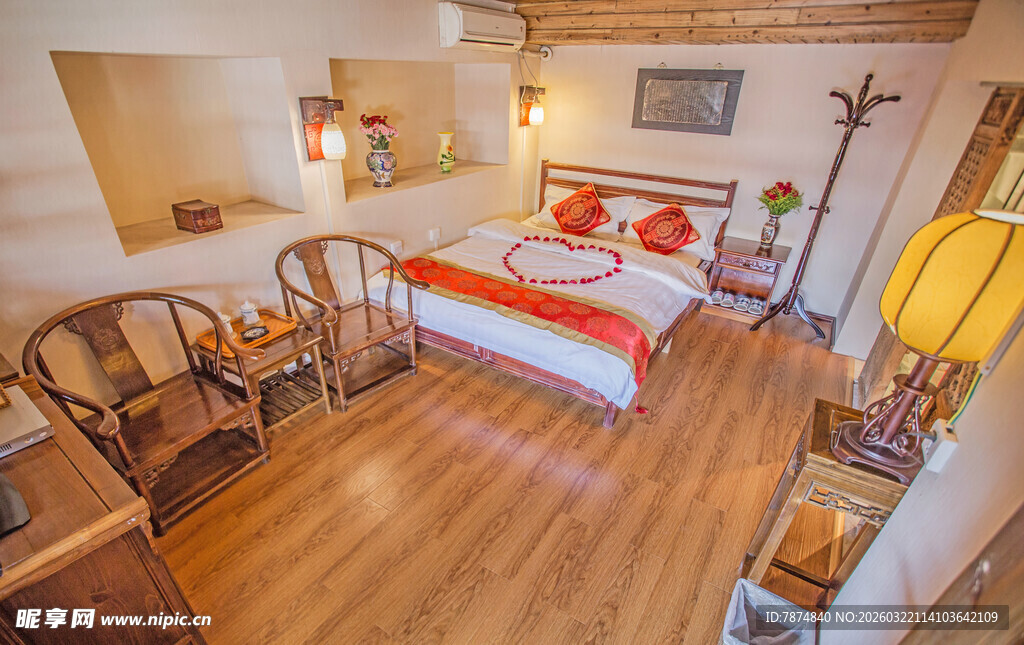 温馨复古风卧室室内场景