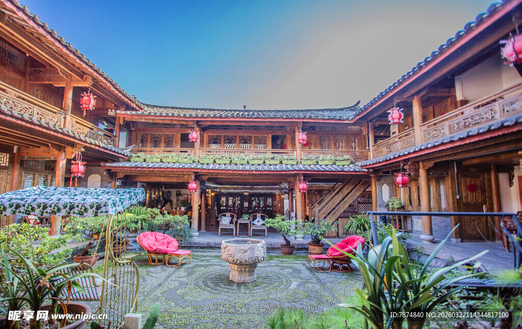 古雅庭院中的休闲空间