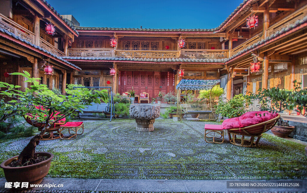 中式庭院夜景 古韵雅致