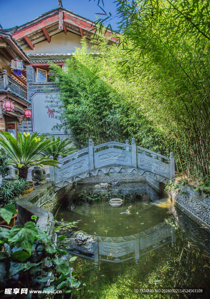 中式园林石桥景致