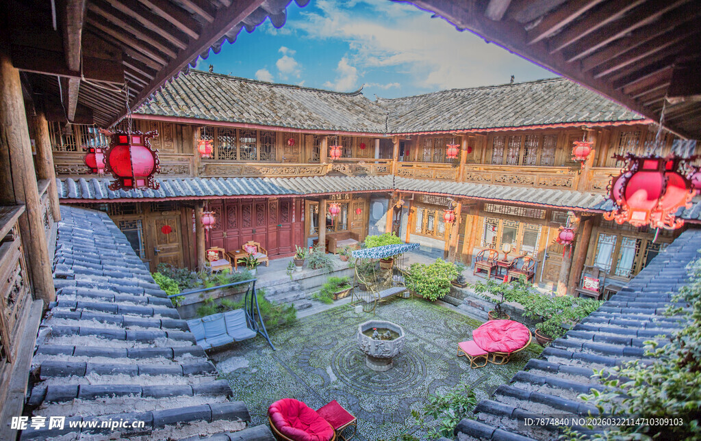 古雅庭院中的中式景致