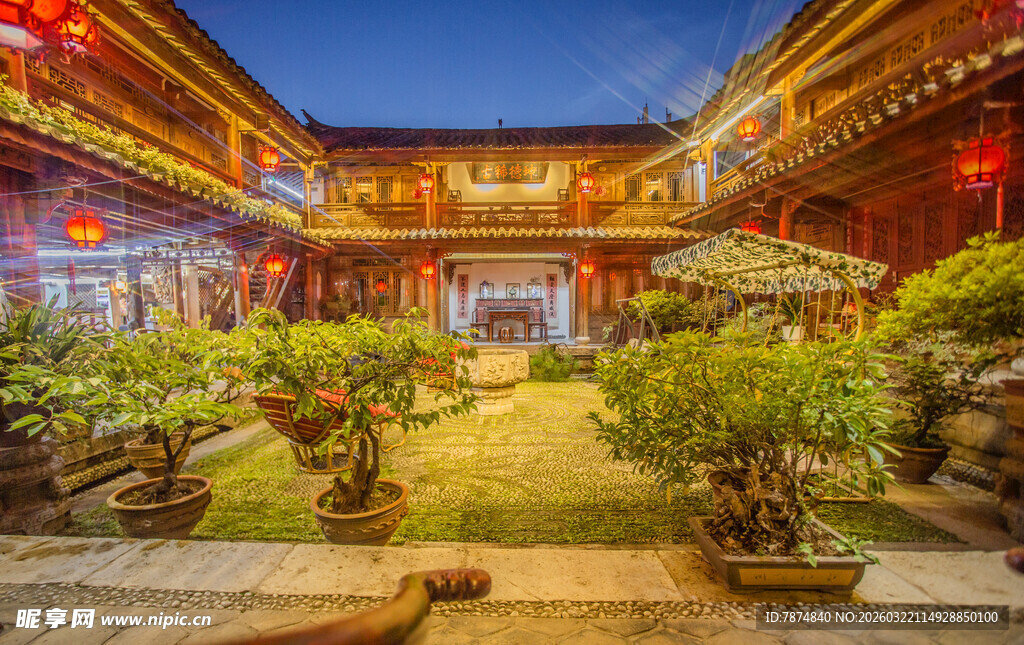 古院落夜景 中式建筑之美