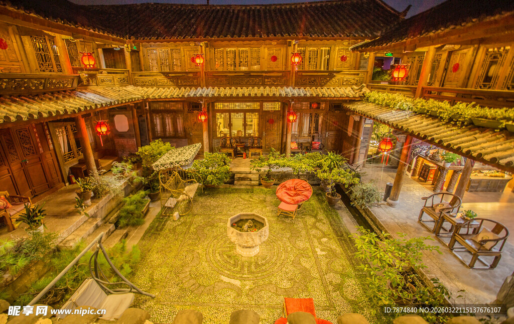 古雅中式庭院景观画面