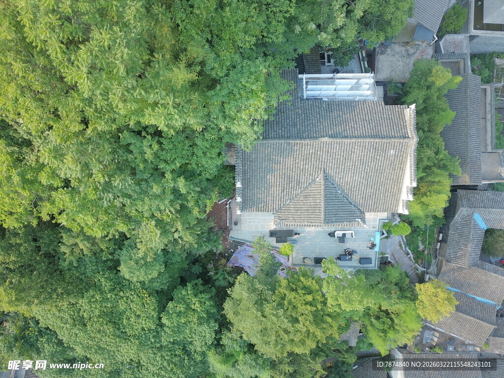 绿树环绕中的独栋房屋