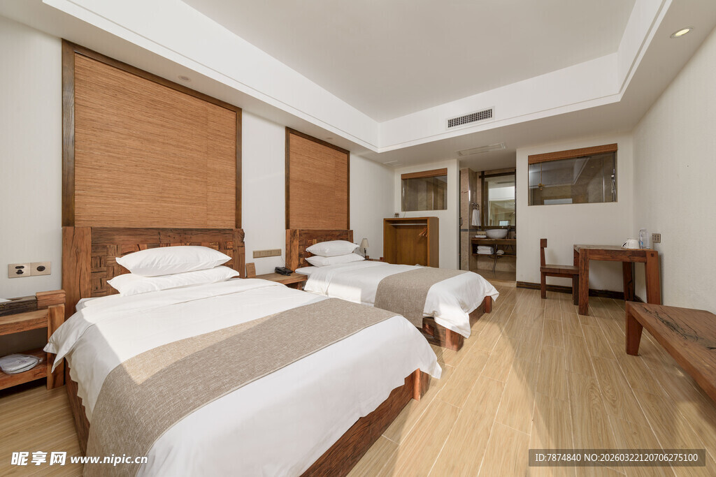 现代简约风格双床卧室