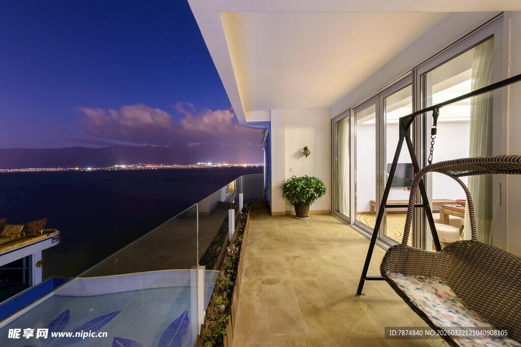 海景阳台夜景 舒适惬意