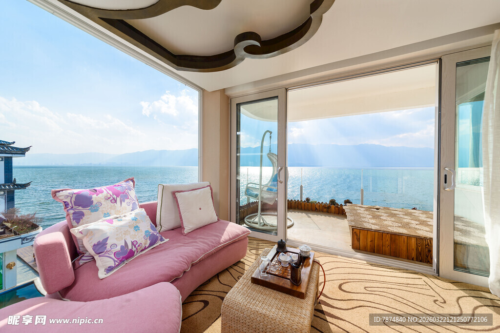 海景阳台温馨粉色休闲空间