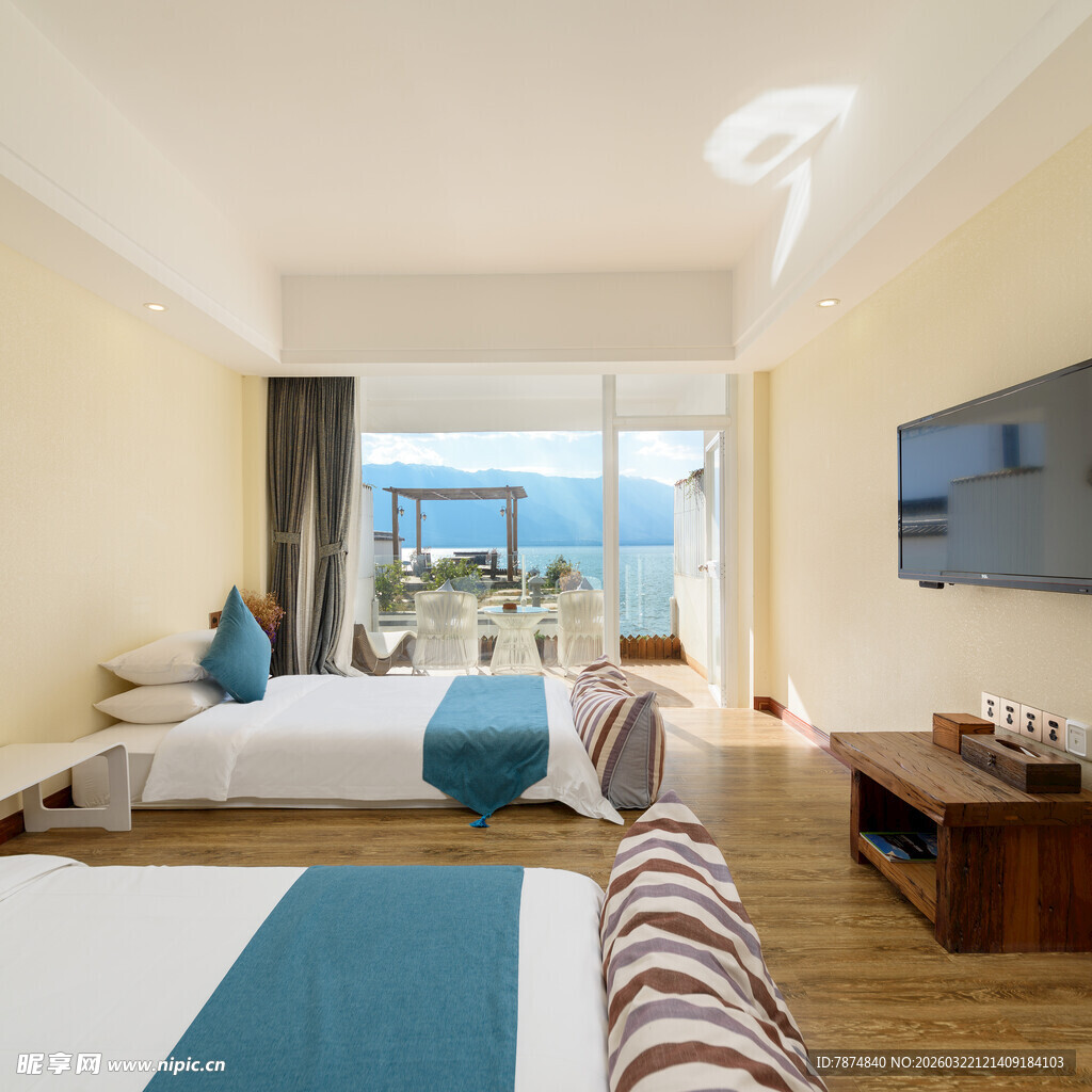 海景温馨卧室客房展示