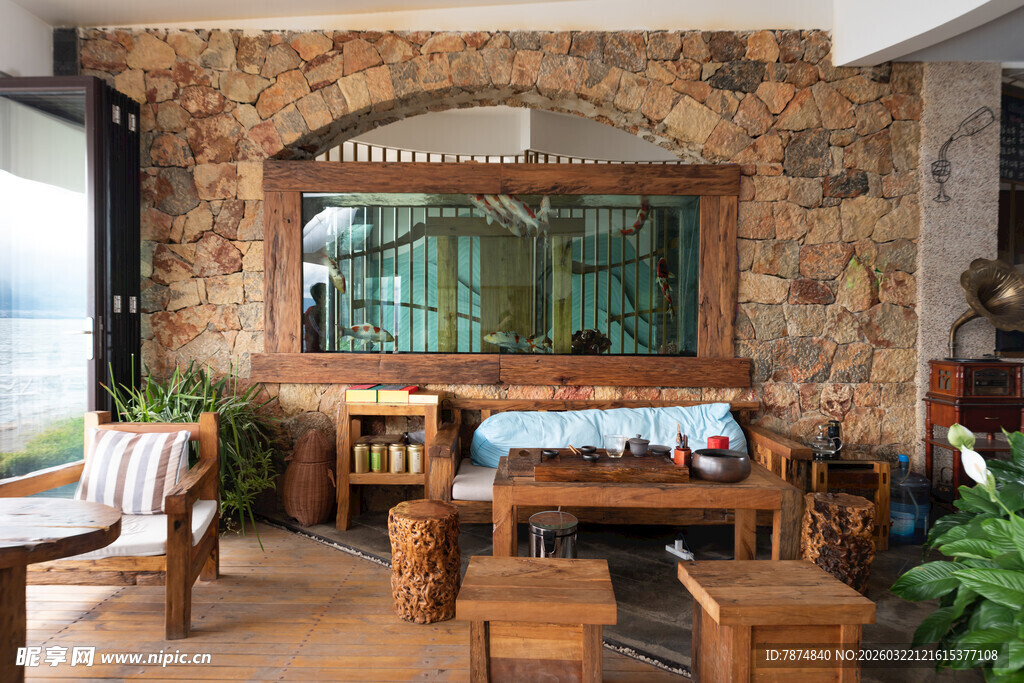 自然风室内木质休闲空间