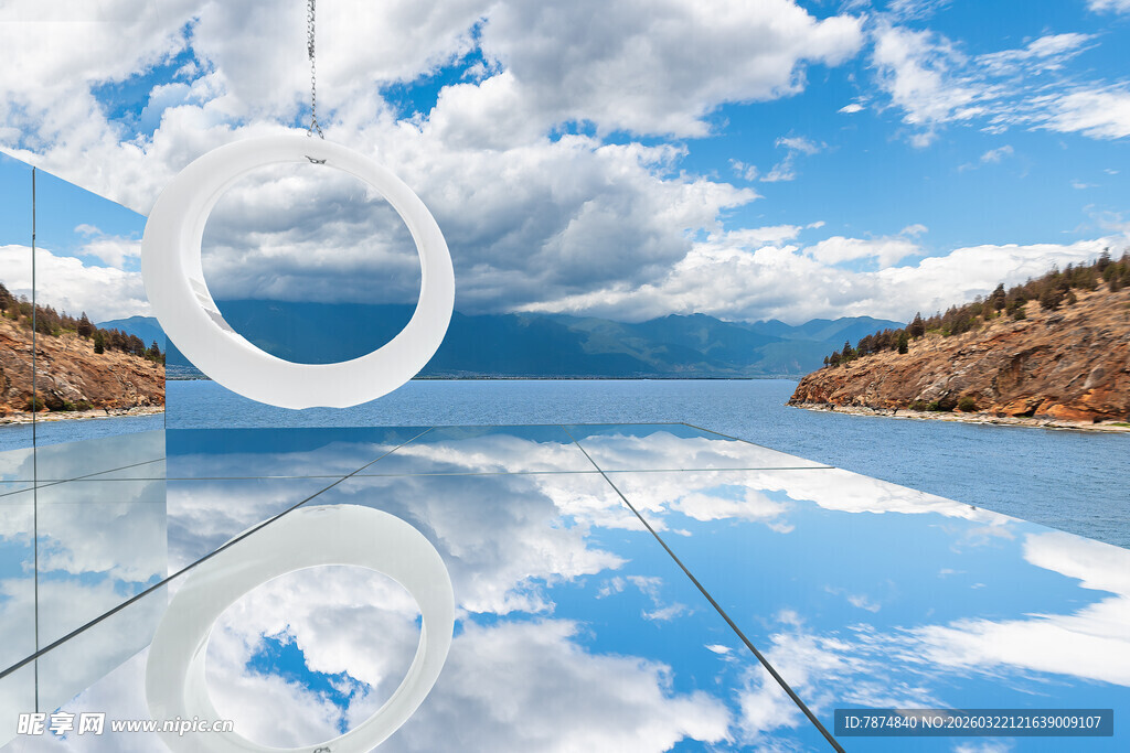 湖畔圆环景观 天空之镜