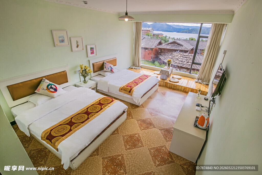 温馨双床房 视野开阔空间佳