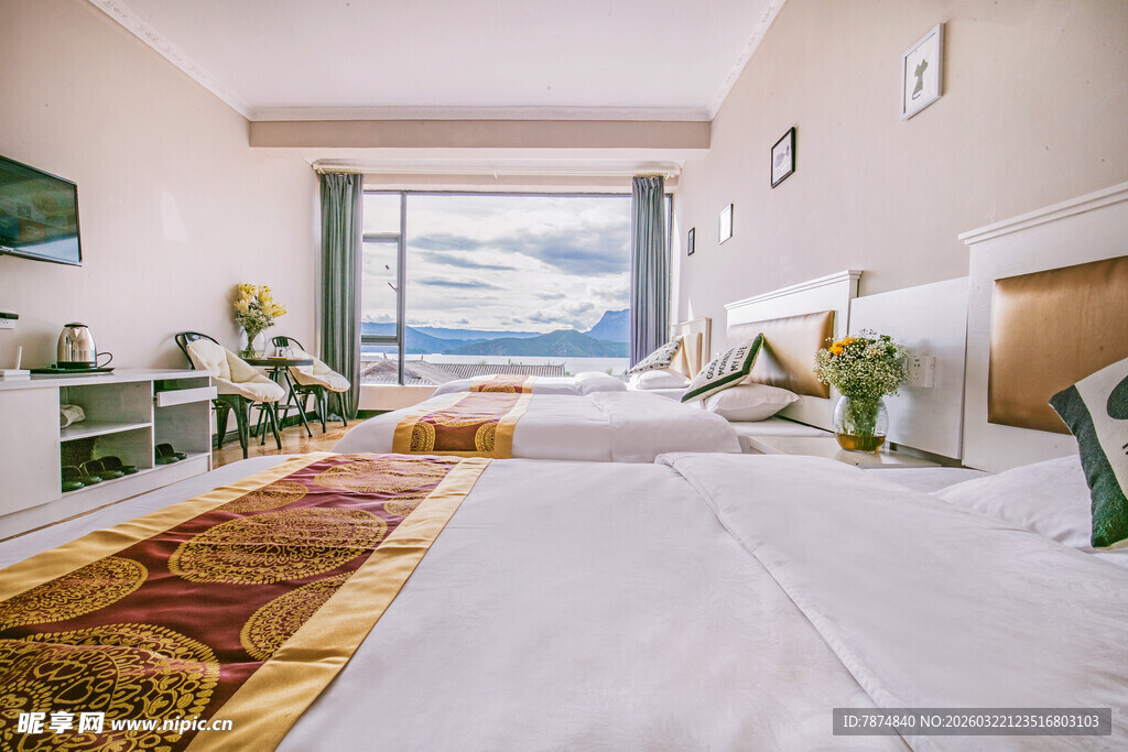 温馨舒适的酒店客房景观