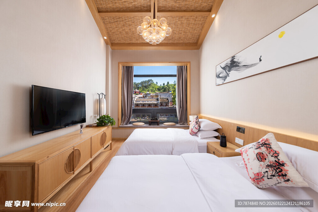 温馨日式风卧室观景空间