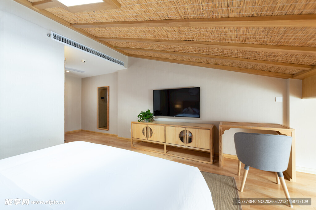 简约木质风卧室室内场景