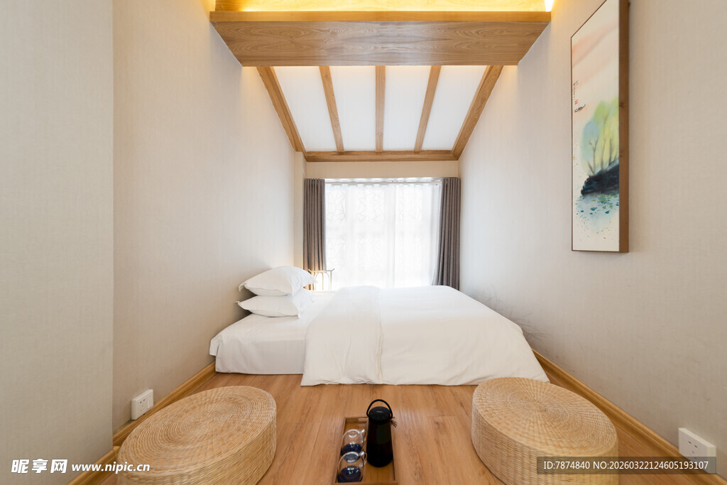 日式榻榻米卧室温馨场景