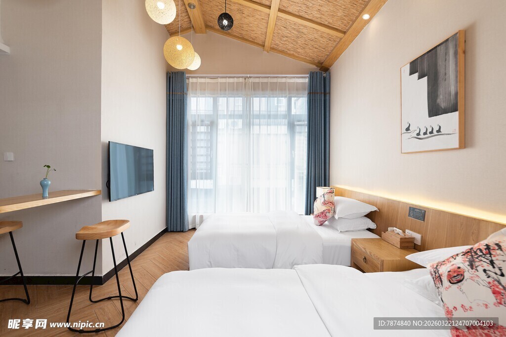 温馨简约风双床卧室