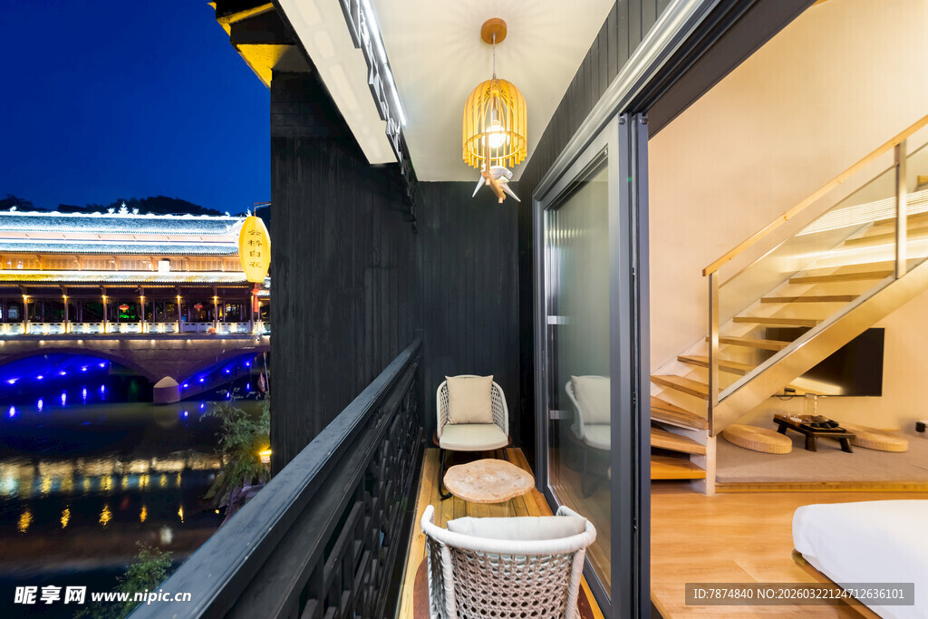 现代风格阳台夜景景观