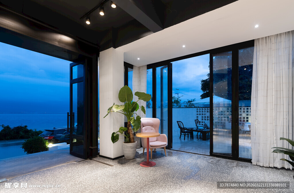 现代海景客厅室内景观