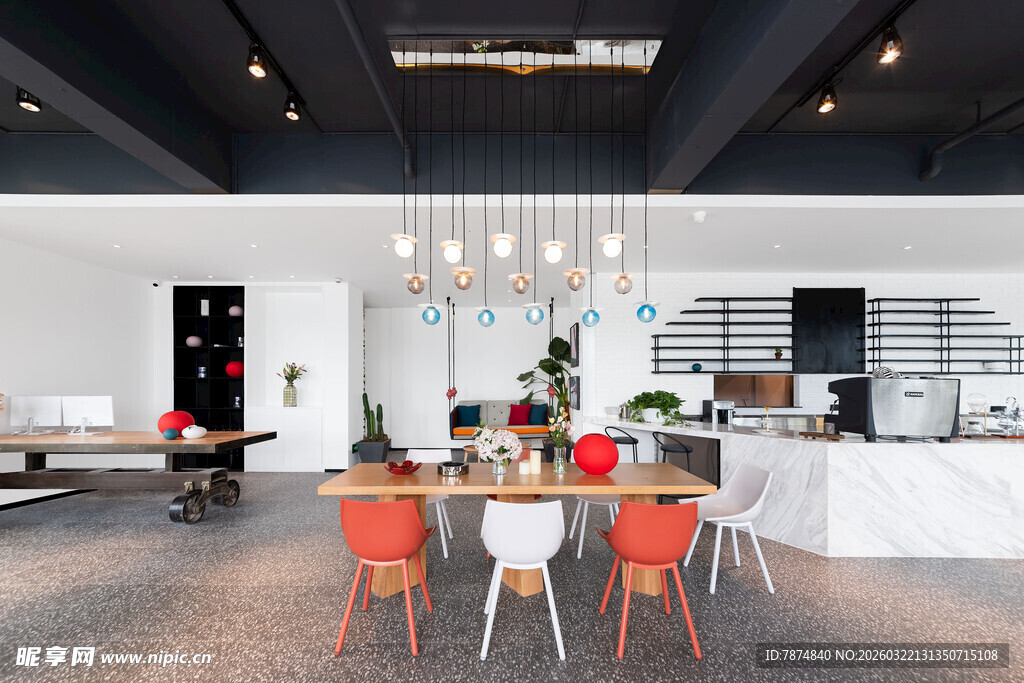 现代简约风格的室内餐厅场景