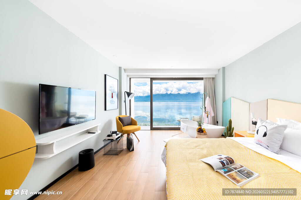 海景温馨卧室室内景致