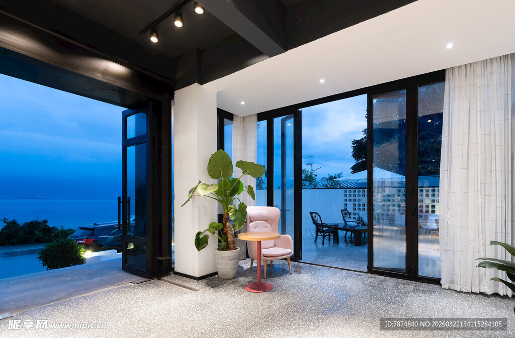 现代海景客厅室内景观