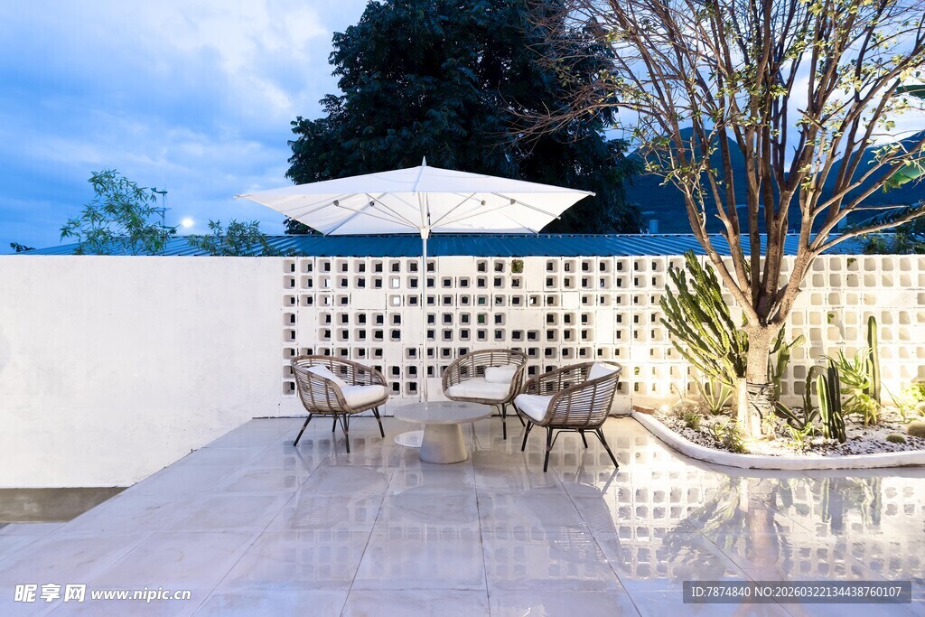 户外庭院休闲桌椅景观
