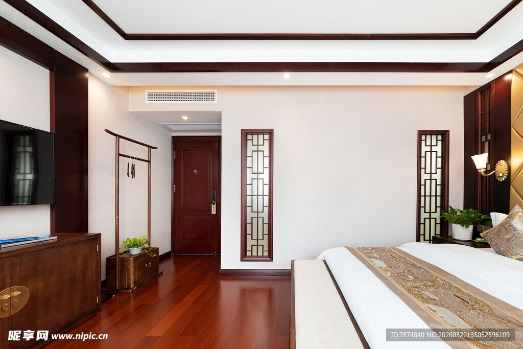 中式风格卧室室内场景