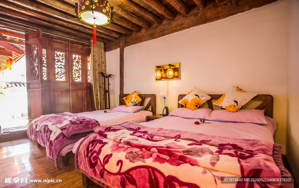 温馨观景双床民宿房间